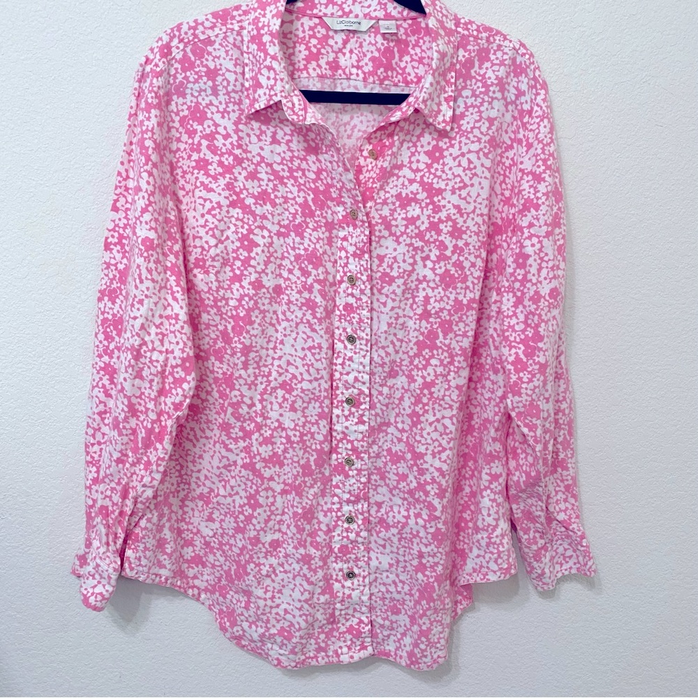 Liz Claiborne Women’s Floral Top 100% Linen